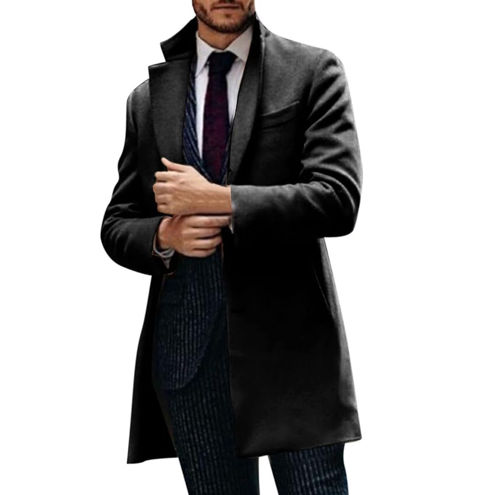 Ymosrh Men's Coats, Trench Slim Fit Single Breasted Belted